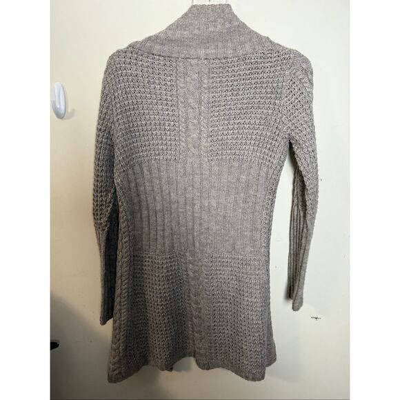 Sundance Shawl Longline Cardigan Cable Knit Sweater Neutral Open Front Neutral B - Picture 3 of 3